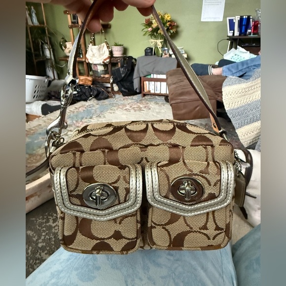 Coach Y2K Mini Double Legacy Signature Hobo w/ Dual Turn-Lock Pockets & Dust Bag - Picture 9 of 10